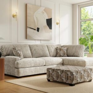 Creme colored FUZZY 2pc Sectional